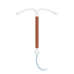 Birth Control Concept. T Shape IUD Copper Intrauterine Device. 3d Rendering