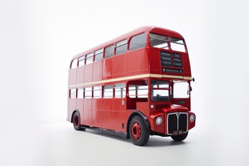 Fototapeta na wymiar White background London double-decker bus. Generative AI