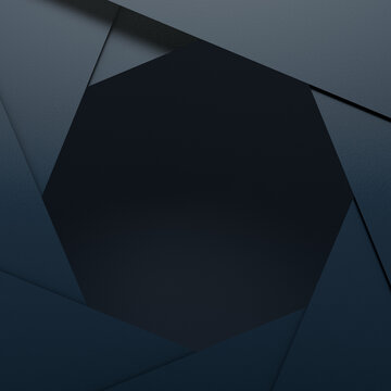 Opened Camera Lens Diaphragm Aperture Blades with free Space for Your Design. 3d Rendering