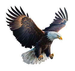 Obraz premium Bald eagle flying isolated on transparent background png file