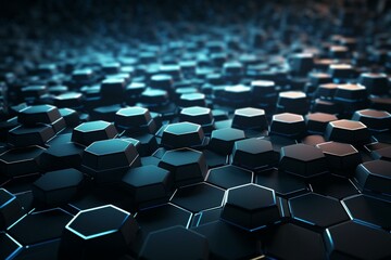 3D hexagonal abstract background for business or science concept. Generative AI