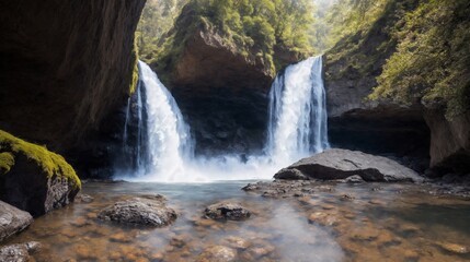 Fototapeta na wymiar waterfall in the forest (Generative AI)