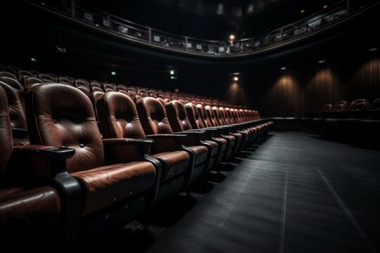 Unoccupied chairs in a theater. Generative AI