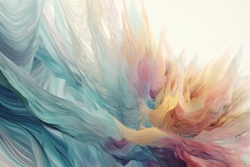 Fototapeta premium Digital illustration of abstract wave of color, abstract wave pattern, tendrils of color, wallpaper or design element, isolated on white background. Made in part with generative ai. 