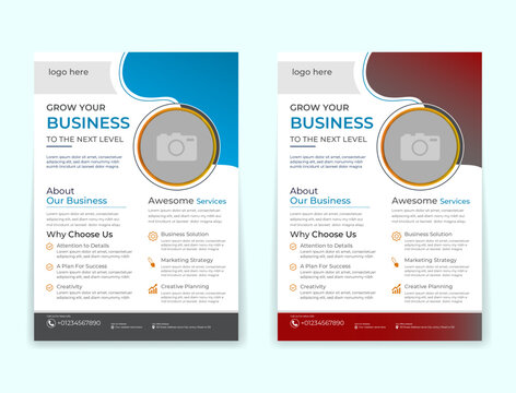 Modern A4 Business flyer vector template for best business service agency. photo, or promotional poster, leaflet layout