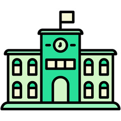 School Icon. City Building Symbol. Line Filled Icon Vector Stock