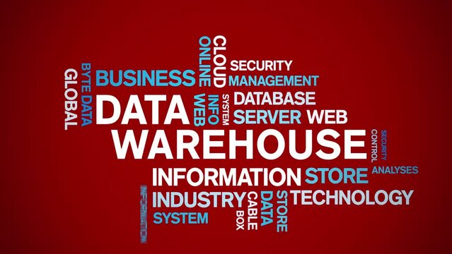 4k Data Warehouse Animated Tag Word Cloud;Text Design big data Animation typography seamless loop.