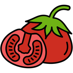 Tomato Icon. Vegetable Healthy Symbol. Line Filled Icon Vector Stock