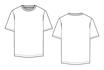 Basic t-shirt flat sketch vector template