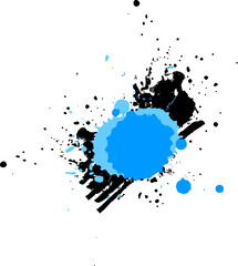 blue drop brush painting watercolor splatter grunge graphic element on white background