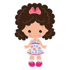 Cute little summer girl vector cartoon illustration