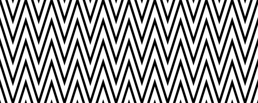 Chevron seamless pattern. Black and white herringbone background. Repeating zig zag texture with diagonal lines. Vector illustration and wallpaper