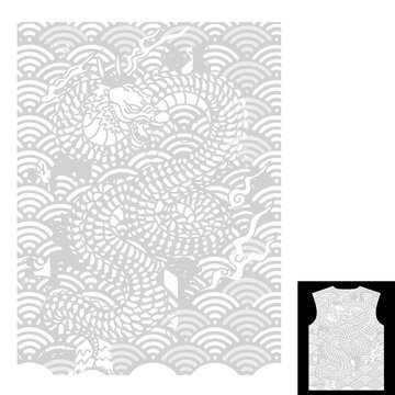 white abstract dragon pattern for clothing motifs such as t-shirts, shirts and jersey