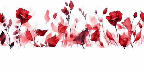 watercolor flower roses with copy space isolated on white background, generative ai