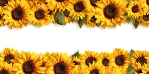 top and bottom sunflowers with copy space isolated on white background, generative ai
