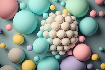 Colorful background with a bunch of different colored balls and shapes, created with Generative Ai Technology