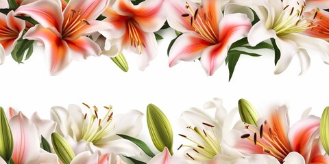 colorful Lily with copy space isolated on white background, generative ai