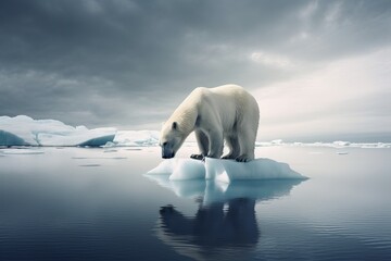 Plakat A polar bear standing on top of an iceberg, created with Generative Ai Technology
