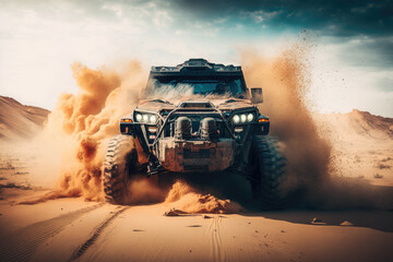 Off-road adventure: jeeping in the desert dunes