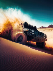 Off-road adventure: jeeping in the desert dunes