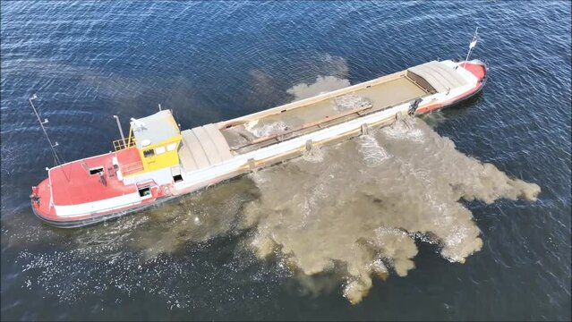 Sand dredging on lough neagh aerial view