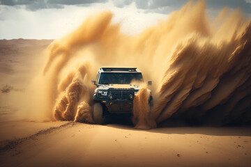 Off-road adventure: jeeping in the desert dunes