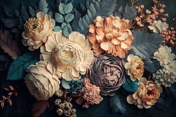 Vintage floral bouquet backgrounds, created with Generative Ai Technology