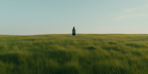 Woman Standing In A Field. Generative AI Illustration