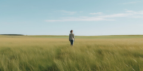 Woman Standing In A Field. Generative AI Illustration