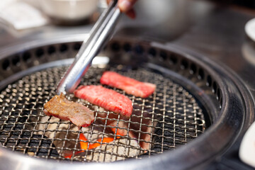 Japanese style meat barbecue at restaurant