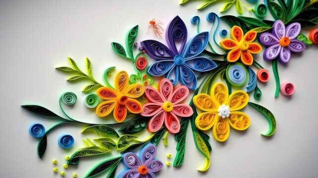 paper quilling of flower branch , Generative AI