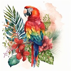 A colorful parrot sitting on top of a tree branch, created with Generative Ai Technology