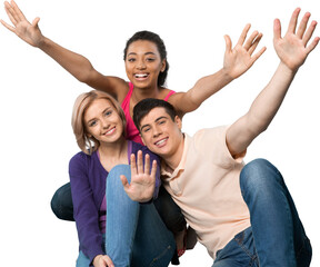 Fototapeta premium Groupe beautiful happy smiling teenager students