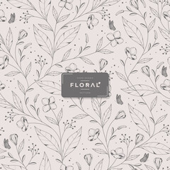 hand drawn minimalist line art floral pattern