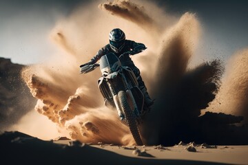 Naklejka premium Endless adventure: moto biking across the desert 