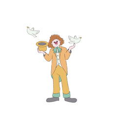 マジックシマジックショーのピエロのイラスト 