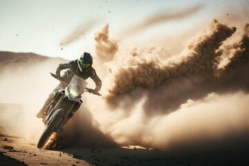 Fototapeta na wymiar Endless adventure: moto biking across the desert 