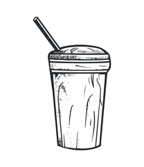 Refreshing cocktail in plastic cup