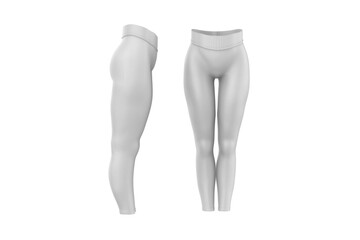 Women’s Leggings Mockup Isolated On White Background. 3d illustration