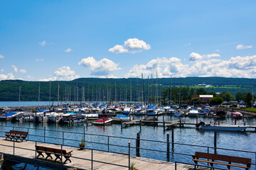 Fototapeta na wymiar bay for yachts on the Finger lakes. USA, New York State
