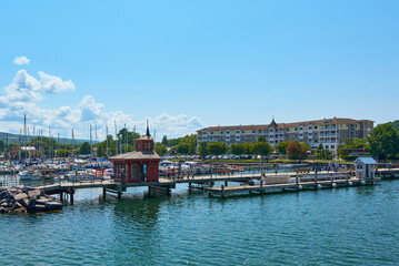 Fototapeta na wymiar bay for yachts on the Finger lakes. USA, New York State
