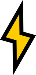 Yellow electric thunder bolt lightning strike doodle icon PNG