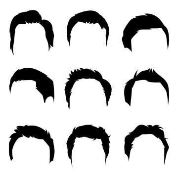 set silhouette of man hairstyle. vector illustration.