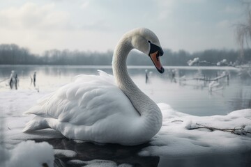 Winter swan. Generative AI