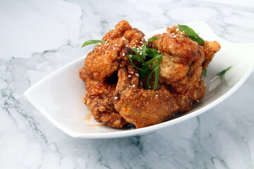 Freshly cooked chicken buffalo wings