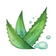 Green aloe vera leaf with water drop vector