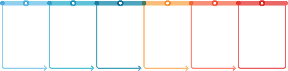 Horizontal timeline template with six arrows
