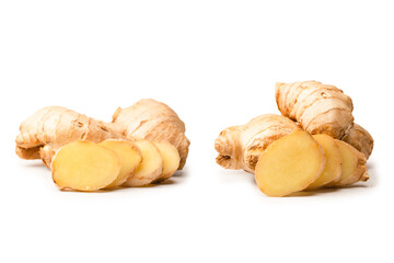 Ginger root isolated on white background.