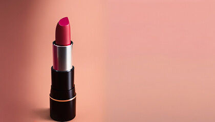 Create Stunning Lipstick, Cosmatic Ads - Isolated Pink Center with Copy Space for Text , Bold Vibrant Lipstick Shades, for makeup, beauty, cosmetics, fashion, advertising, Generative AI