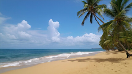 Fototapeta na wymiar beach with palm trees. Generative Ai